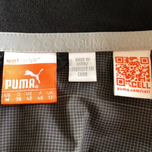 Puma Sport Lifestyle Athletic Full Zip Check Windbreaker Jacket Gry Blk Sz M - Picture 9 of 10
